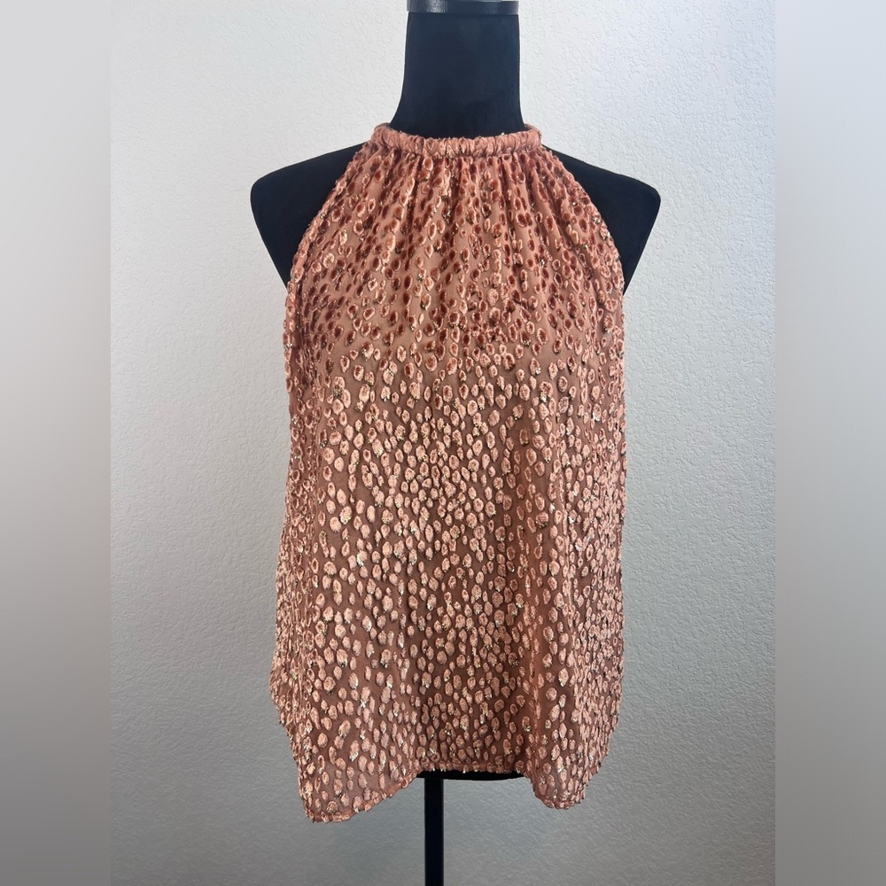 A.L.C. Kinsa Metallic Halter Animal Print Top size 4